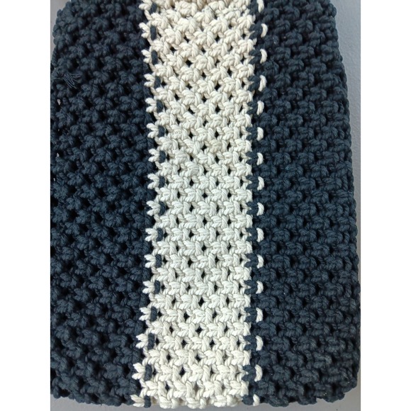 Curateur‎ Laude BOHO Handbag GABBY Black White Wood Handle Macramé Bag NEW - Picture 4 of 9